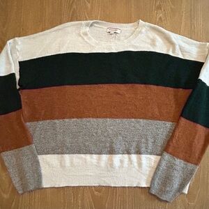 ANDREE BY UNIT Men's Striped Crewneck Sweater - Cream, Green, Brown, Gray
